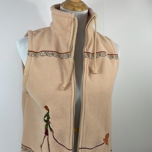VINTAGE Fleece Sleeveless vest, women and dog, Small